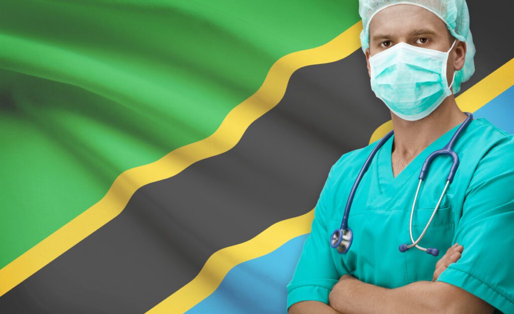 Surgeon with flag on background - Tanzania