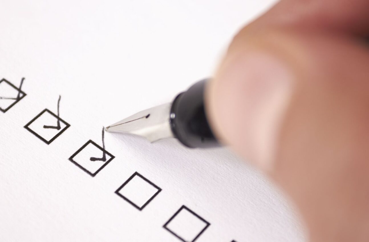 person ticking box