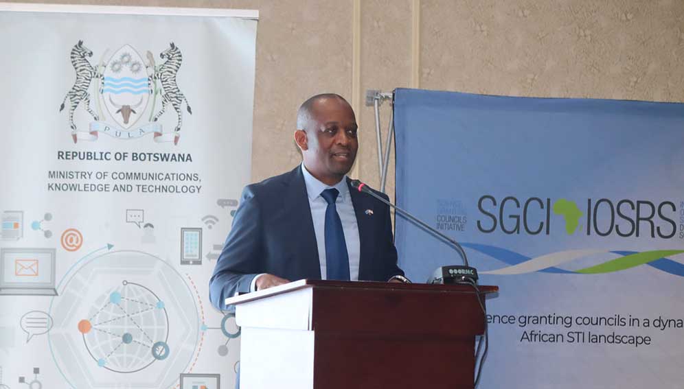 Addressing the SGCI 2024 forum in Botswana.