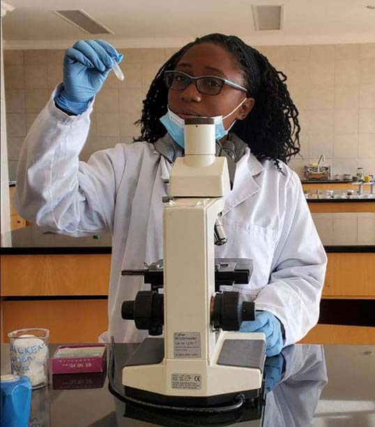 Ms Jessica Pullen. Project Scholar, Doing an Evaluation of Semen in a Laboratory at Lupane State University