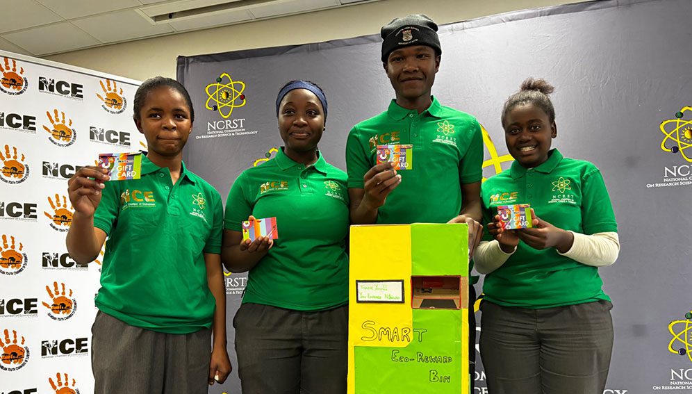 Young Innovators displaying their innovation at the Learners Can Innovate Programme